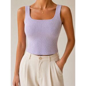 House of Harlow 1960 Lilac Ribbed Knit Tank Top NWT Size S Soft Stretch
